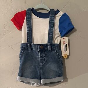 Cat & Jack Denim Baby Shortall Set 0-3M